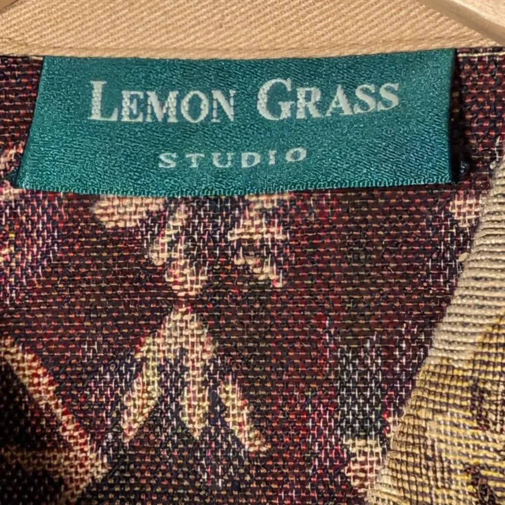 Vintage 1990s Lemon Grass Floral Tapestry Jacket S Cottagecore Dark Academia Y2K
